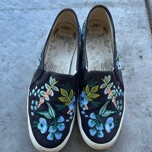 RIFLE PAPER CO with Keds embroidered slip on shoes